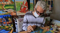 Suriyeli engelli ressam, geçimini yaptığı tablolarla sağlıyor