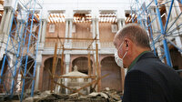 Cumhurbaşkanı Erdoğan cami, divanehane ve hastane inşaatında inceleme yaptı