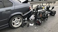 İstanbul D-100 Karayolu'nda motosiklet otomobile arkadan çarptı