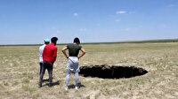 Konya'da korkutan obruk: 3 metre çapında 65 metre derinliğinde