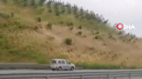Kuzey Marmara Otoyolu'nda ters şeritteki son sürat seyahat kamerada
