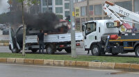 Kamyonetin kasasına konan sönmemiş mangal aracı kül ediyordu