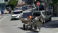 Bursa'da hırsızların polisten at arabasıyla kaçtığı anlar kamerada