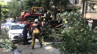 Ünlü oyuncunun otomobilinin üstüne ağaç devrildi