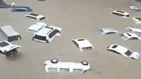 Çin'de sel felaketi: Otomobiller sular altında kaldı
