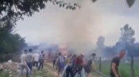 Düzce'de hayvan besi çiftliğinde kurban kesimi yapıldığı esnada yangın çıktı