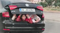 Çocukların otomobil bagajında tehlikeli yolculuğu