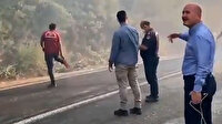 Bakan Soylu yangınla mücadele eden ekipleri böyle yönlendirdi: Biraz daha geriye atması lazım