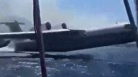 Marmaris açıklarında bir teknedeki aile çocukları yangın uçağından korkunca pilota hakaretler etti