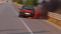 Bursa'da tamirden çıkan otomobil alev alev yandı
