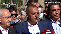 Sel afetinin yaşandığı Esenyamaç'ın muhtarı Kılıçdaroğlu'nun yanında devleti işaret ederek 'Bir saat olsun sahipsiz kalmadık' deyince CHP'liler müdahale etti: CHP sayesinde