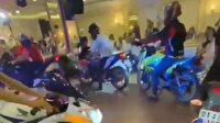 Hatay'da düğünde ilginç görüntüler: Salona motosikletle girdiler