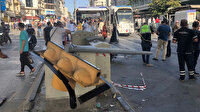 Aksaray'da trafik ışıkları tramvay yoluna devrildi