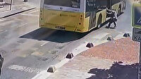 Küçükçekmece'de hareket halindeki otobüsten inmeye çalışan kadın düştü