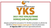 YKS yerleştirme sonuçları sorgulama ekranı