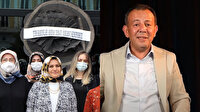 Başörtülü kadına iğrenç imada bulunan CHP'li Bolu Belediye Başkanı Tanju Özcan'a siyah çelenkli protesto