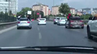 Kartal'da düğün konvoyunda akıl almaz görüntü: Yürekleri ağza getirdi