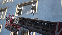 6 katlı binada yangın çıktı, mahsur kalan vatandaşın imdadına itfaiye yetişti
