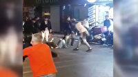 Kartal'da iki grubun tekme tokat birbirine girdiği anlar kamerada