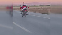 Aksaray'da yatarak kullandığı motosikletle tehlike saçtı