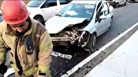 Avcılar’da trafikten kaçan iki otomobil kafa kafaya çarpıştı