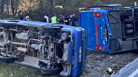 Rize'de buzlu yol dehşeti: Cezaevi aracı kaza yapan kamyonete çarpıp devrildi