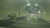 Kahramanmaraş'ta motosikleti yatarak kullanan sürücünün tehlikeli yolculuğu
