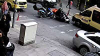 Kaldırımdan yola fırlayan kurye yoldan geçen bir başka kuryeye çarptı