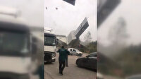 Çatalca'da saat kulesinin devrilme anı kamerada