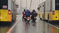 Metrobüs şoförleri motosikletlere siper oldu