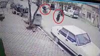 Yolun karşısına geçmek isteyen kadına motosiklet böyle çarptı