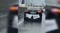 Aracına astığı "Açılın bayan" yazısıyla dolaşan sürücü kaza yaptı