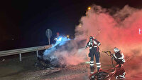Düzce'de seyir halinde ki otomobil alev alev yandı