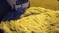 Pendik'te tedirgin eden görüntü: Rögardan çıkan köpük caddeyi kapladı