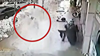 Kaldırımda yürürken üzerine kar kütlesi düştü