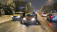 Ankara'da kar yağışı sürücülere zor anlar yaşattı