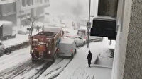 Esenyurt'ta karda kayan İBB'ye ait tuzlama aracı ortalığı savaş alanına çevirdi