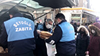 Halk Ekmek önünde soğukta bekleyen vatandaşların yardımına Beyoğlu zabıtası yetişti