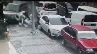 Caddeye kontrolsüz çıkan cip kaldırımdaki yayaya çarptı