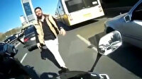 Trafik magandasından kadın motor sürücüsüne ‘tükürüklü taciz’ kamerada