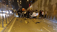 Osmaniye'de otomobil 5 metre yükseklikten alt geçide düştü