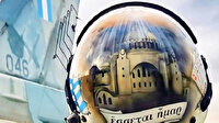 Yunan trollerin son provokasyonu: Kubbesinde haç bulunan Ayasofya Camii fotoğrafının yer aldığı pilot kasklarını paylaşıyor