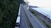 Heyelan sahasındaki TIR kuyruğunda 'korkulu' bekleyiş