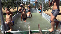 Vanlı çiftçi traktör römorkunu çocuklar için havuza çevirdi