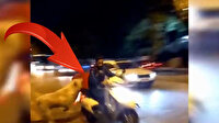 Motosikletli kurye sokak köpeğinin saldırısından son anda kurtuldu