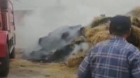 Konya Beyşehir'de 1200 saman balyası ve iki römork yandı