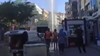 Maltepe'de İSKİ ekiplerinin çalışması sırasında su borusu patladı