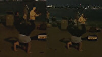 Kadıköy’de amuda kalkan vatandaşın ilginç dansı kamerada