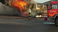 Manisa'da seyir halindeki otobüs alev alev yandı