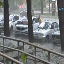 Yeni aldığı cipini doludan koruma savaşı veren kadın